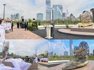 Алтын Жүрек: Президент Казахстана открыл мемориал в знак признательности медицинским работникам Казахстана
