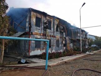 Общежитие полносью сгорело на месторождении Боранколь